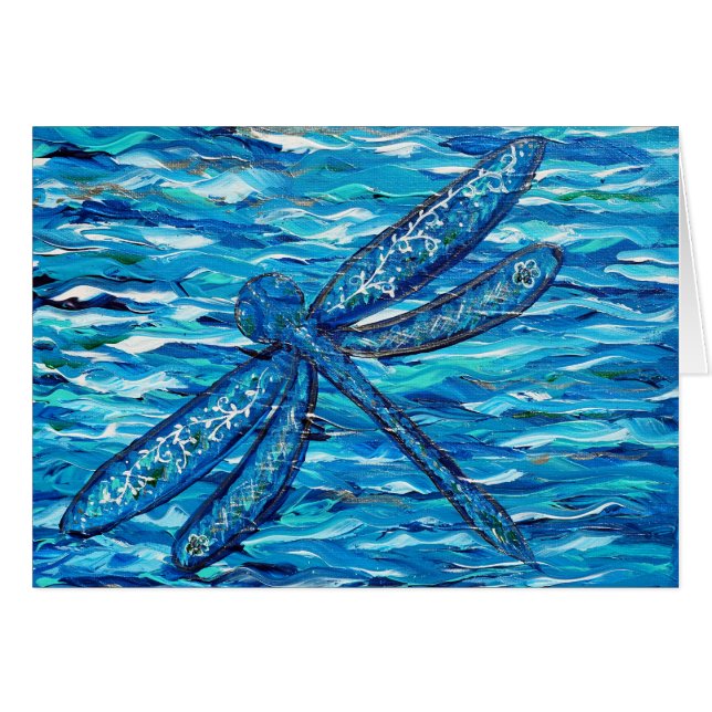 Blått Dragonfly-färgkort Hälsningskort (Framsidan Horizontal)