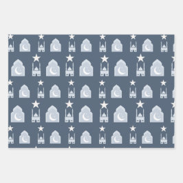 Blått Eid Gift-omslagspapper av 3