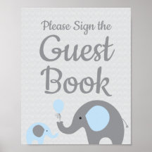 Blått elefant-babyskor - signera Guest Bok-signale