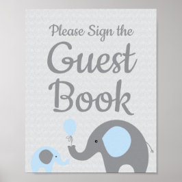 Blått elefant-babyskor - signera Guest Bok-signale Poster