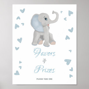 Blått elefantfavoriter och pris för babyvisningssk poster