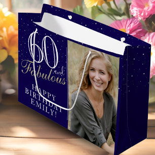 Blått Elegant 60 och Fabulous 60:e födelsedagsfoto