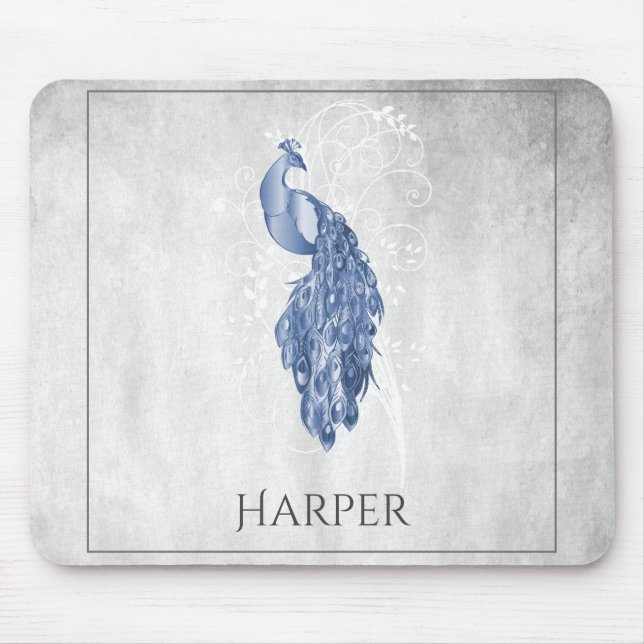 Blått Elegant Peacock Personlig Mouse Pad Musmatta (Framsidan)