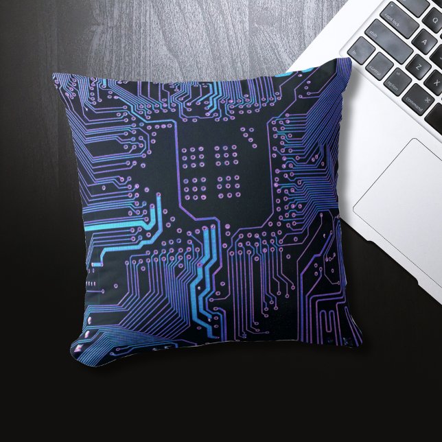 Blått elektroniskt kretskort av typen Geek Out NER Kudde (Skapare uppladdad)