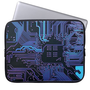 Blått elektroniskt kretskort av typen Geek Out NER Laptop Sleeve