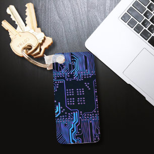 Blått elektroniskt kretskort av typen Geek Out NER Nyckelring