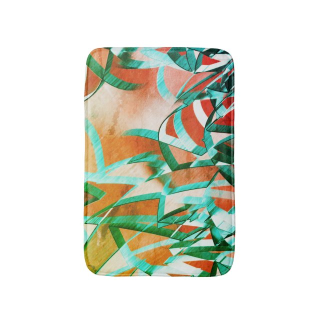 Blått eller cyan rand över rostfri orange badrumsmatta (Framsidan (Vertikal))