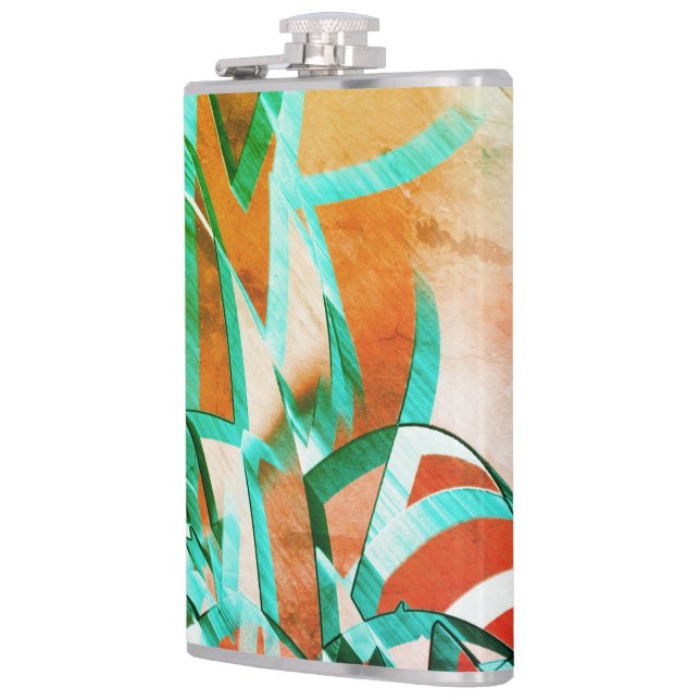 Blått eller cyan rand över rostfri orange fickplunta (Vänster)