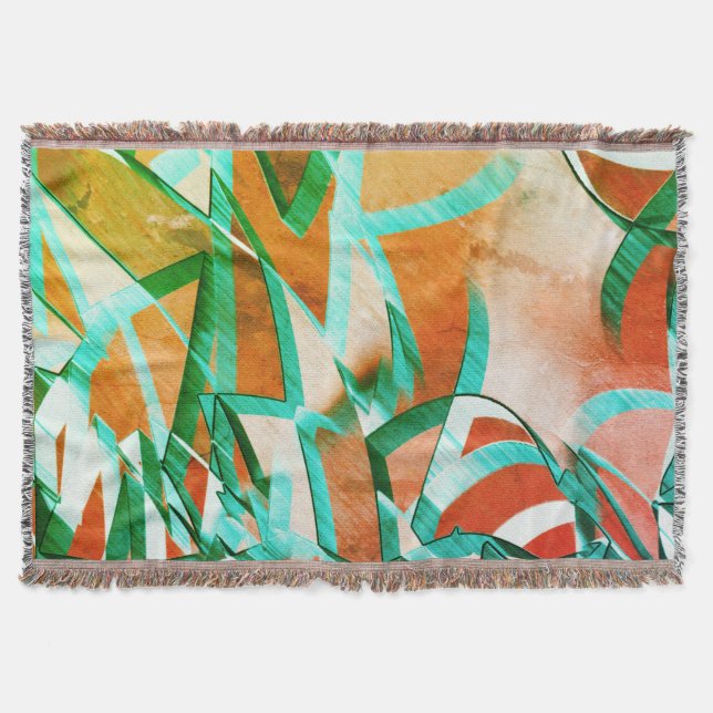 Blått eller cyan rand över rostfri orange filt (Framsidan)