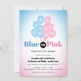 Blått eller Rosa Bubblor Gender Reveal Party Inbjudningar