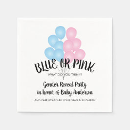 Blått eller Rosa Bubblor Gender Reveal Party Pappersservett