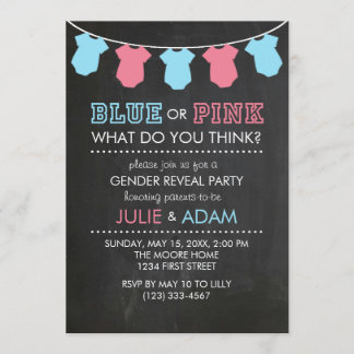 Blått eller Rosa Gender Reveal Party Inbjudan