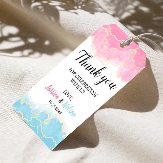 Blått eller rosa Gender visar tack för att du ger  Presentetikett (Skapare uppladdad)