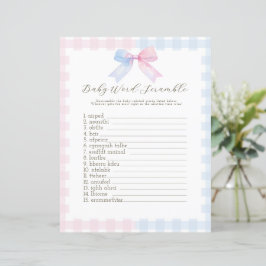 Blått eller rosa Gingham Bow baby shower-spel