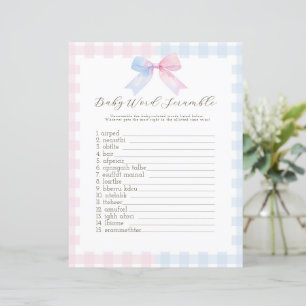 Blått eller rosa Gingham Bow baby shower-spel