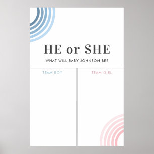 Blått eller Rosa Regnbåge Gender - Visa rösttecken Poster