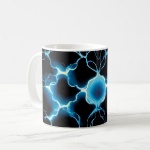Blått elsynapsbart repeterande Mönster Kaffemugg
