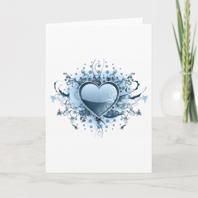 Blått EMO Heart-gratulationskort Kort (Framsida)