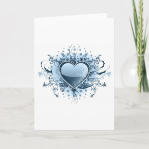 Blått EMO Heart-gratulationskort Kort