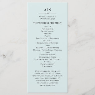 Blått enkelt bröllop. Elegantens klassiska typogra Program