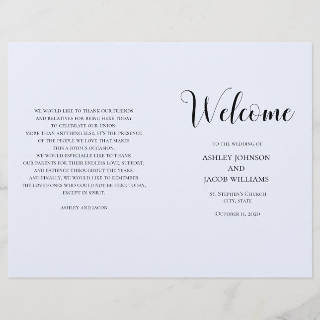 Blått enkelt bröllop. Typografiprogrammet har vikt (Framsida)