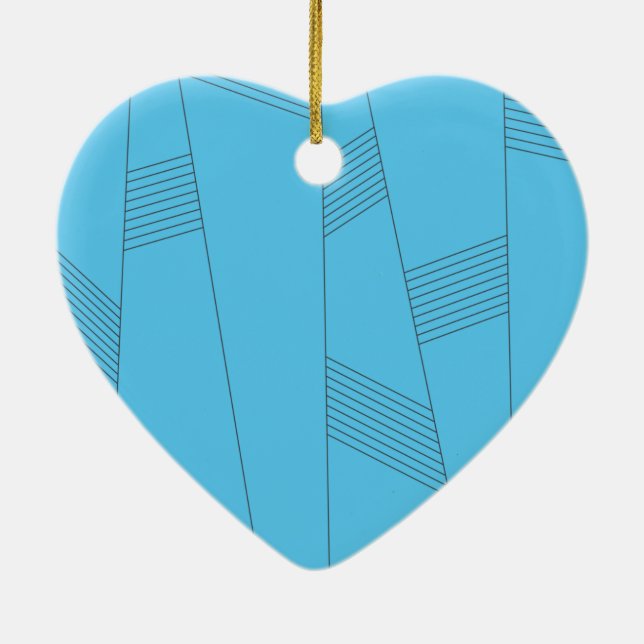 Blått, enkelt, elegant, abstrakt mönster julgransprydnad keramik (Baksidan)