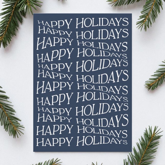 Blått enkelt, modernt, unikt, icke-foto-Glad helg Julkort (Blue Simple Modern Unique Non-Photo Happy Holidays Holiday Card)