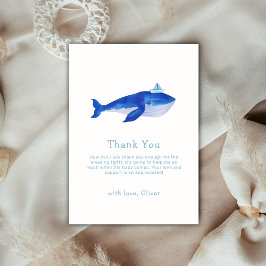 Blått enkelt under Sea Whale Baby Shower Tack Kort