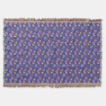 Blått enkelt vildblommuster monogram