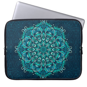 Blått etniskt mandala. Raster-kopia Laptop Fodral