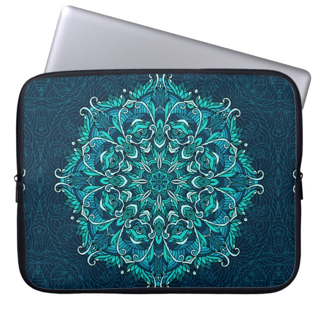 Blått etniskt mandala. Raster-kopia Laptop Fodral (Framsidan)