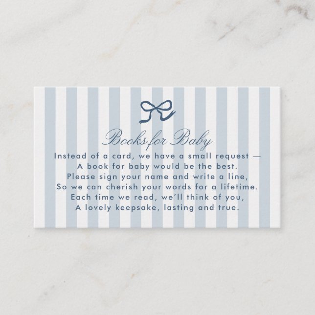 Blått fack och Rand Bokar för baby-höljekort Visitkort (Framsida)