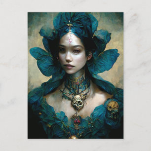 Blått Fairy Fantasy Art-vykort Vykort