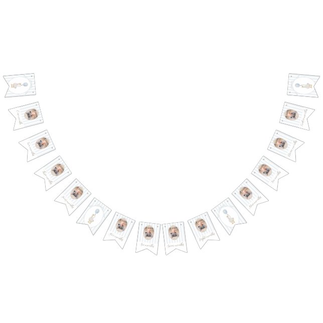 Blått Fånig går 12 månaders fotobanderoll Vimplar (Alla)