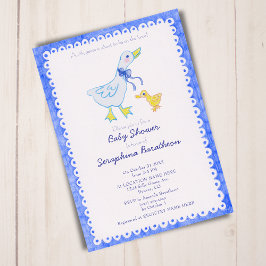 Blått Fånig Gåse Baby Shower Inbjudningar