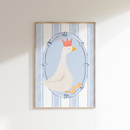 Blått Fånig med vattenfärg Goose Nursery Skriv ut Poster