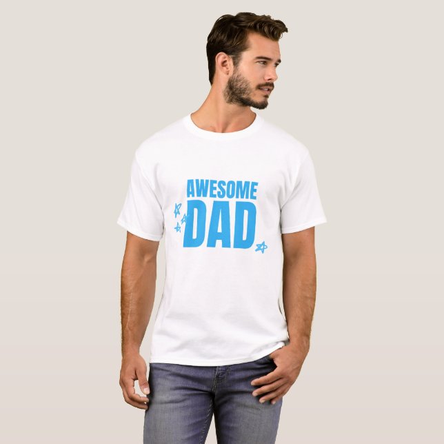 Blått fantastisk pappa t shirt (Hel framsida)