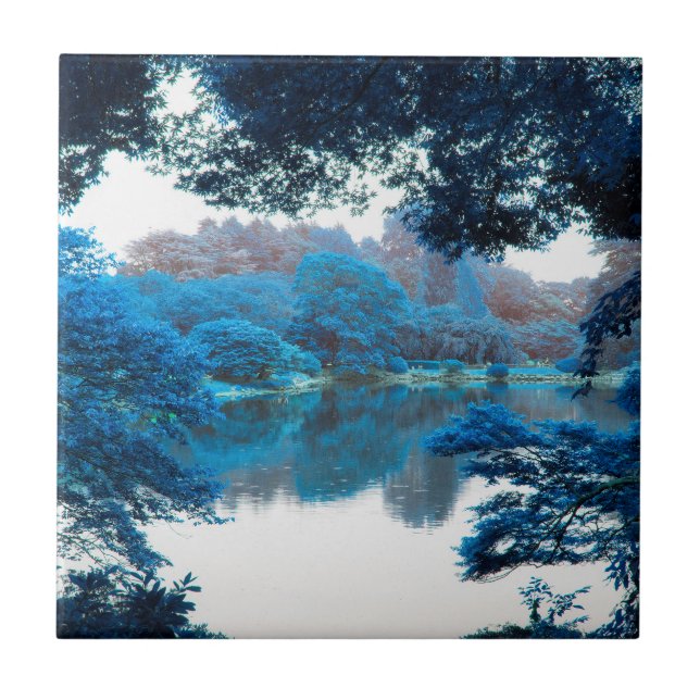 Blått färgar verkställt coolt, den unika naturen, kakelplatta (Framsidan)