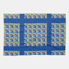 Blått, färglöst blandning av vilda blommor kökshandduk