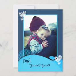 Blått fars dag-fotokort Helgdag Julkort