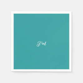 Blått fast färg-trendig, pastel initialer namn pappersservett