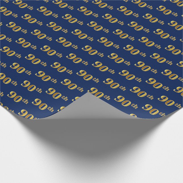 Blått, Faux Guld 90:e (Ninetieth)-händelse Presentpapper (Hörn)