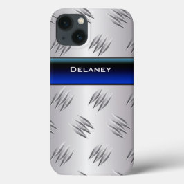 Blått, FAUX Silver Diamond Plate iPad Mini Case