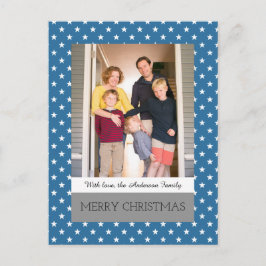 Blått Festive Stars Helgdag Photo Postcard Helg Vykort