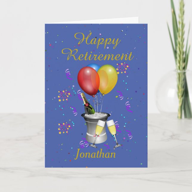 Blått Firande-kort för pension Kort (Framsida)