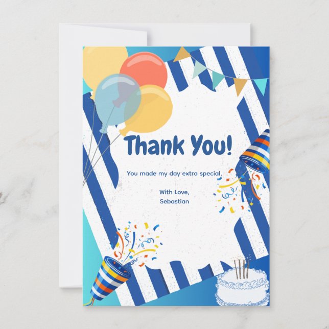 Blått Firande - tackkort Tack Kort (Framsida)