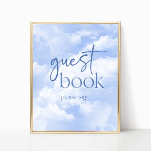 Blått flaggat för Sparkly Clouds Guest Bok Poster