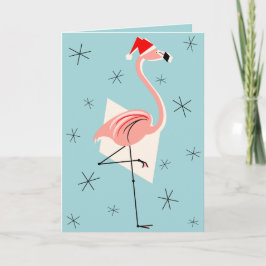 Blått Flamingo Santa Blue hälsning-kort Helgkort