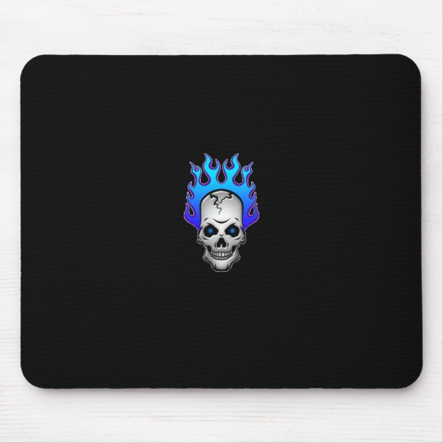 blått-flammande-skalle-mousepad musmatta (Framsidan)