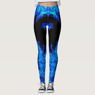 Blått flammar avfyrar damasker leggings